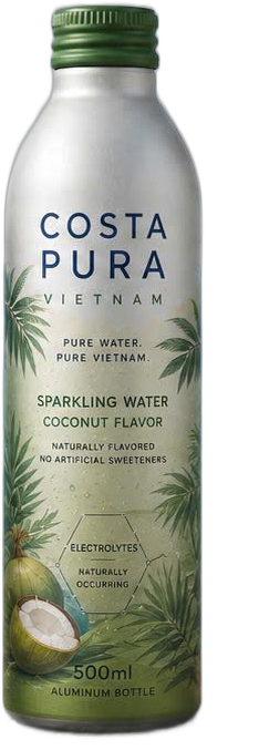 Costa Pura Sparkling Water Coconut Flavor bottle