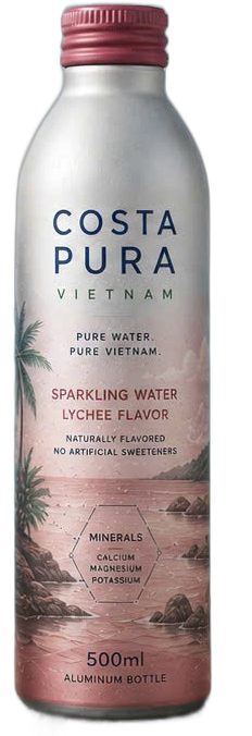 Costa Pura Sparkling Water Lychee Flavor bottle
